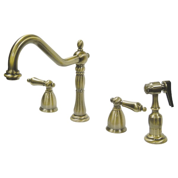 Widespread Kitchen Faucet, Antique Brass